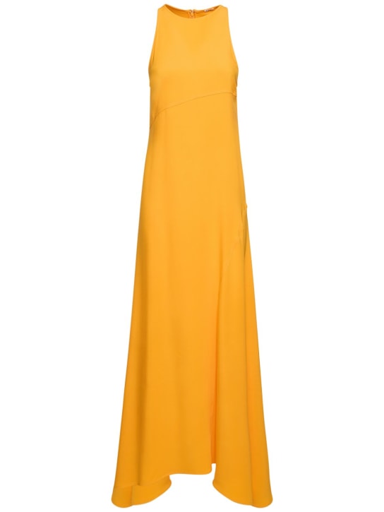 Jil Sander: Viscose blend cady flared long dress - Orange - women_0 | Luisa Via Roma