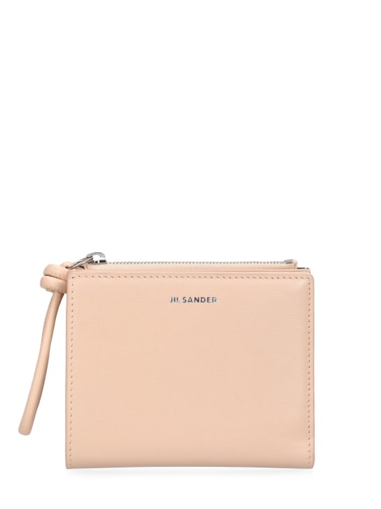 Jil Sander: Mini Brieftasche aus geprägtem Leder - Rosa - women_0 | Luisa Via Roma