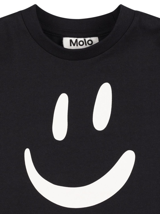 Molo: 프린트 오가닉 코튼 저지 티셔츠 - 블랙 - kids-girls_1 | Luisa Via Roma