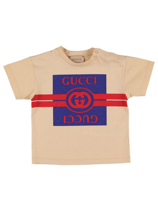 Gucci: Camiseta de algodón jersey - Crema/Multi - kids-boys_0 | Luisa Via Roma