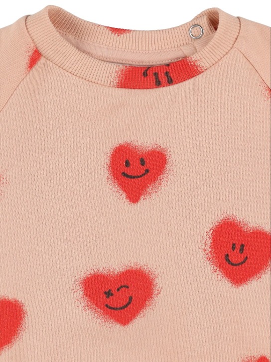 Molo: Heart print organic cotton sweatshirt - Pink - kids-girls_1 | Luisa Via Roma