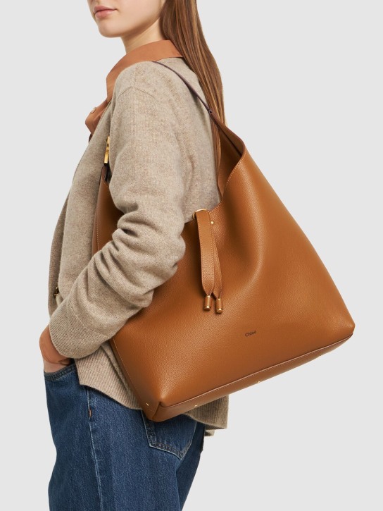 Chloé: Marcie leather tote bag - Pottery Brown - women_1 | Luisa Via Roma