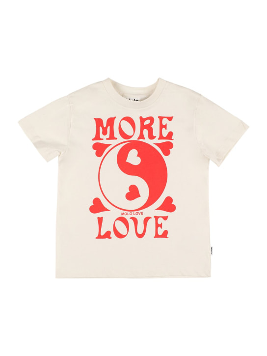 Molo: Print organic cotton s/s t-shirt - White - kids-girls_0 | Luisa Via Roma