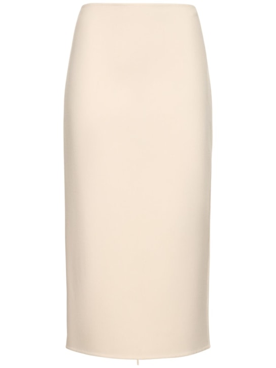 The Row: Bartellette brushed cashmere midi skirt - Ivory - women_0 | Luisa Via Roma
