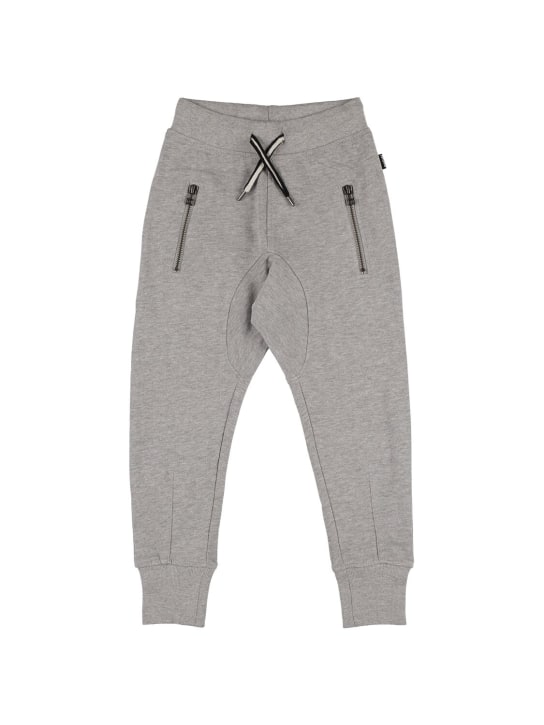 Molo: Cotton drawstring sweatpants - Grey - kids-boys_0 | Luisa Via Roma