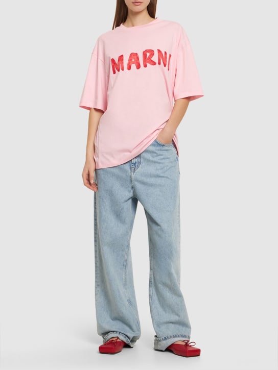 Marni: Camiseta oversize de algodón  jersey - Rosa - women_1 | Luisa Via Roma