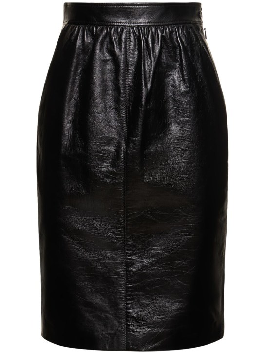 Saint Laurent: Leather skirt - Schwarz - women_0 | Luisa Via Roma