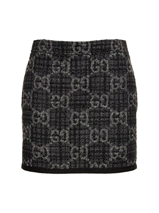 Gucci: GG wool blend tweed skirt - Dark Grey/Grey - women_0 | Luisa Via Roma