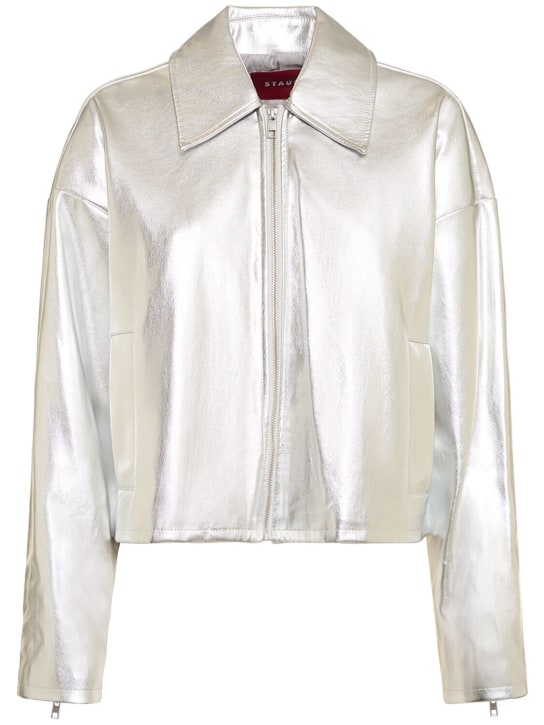 Staud: Lennox faux leather jacket - Silver - women_0 | Luisa Via Roma