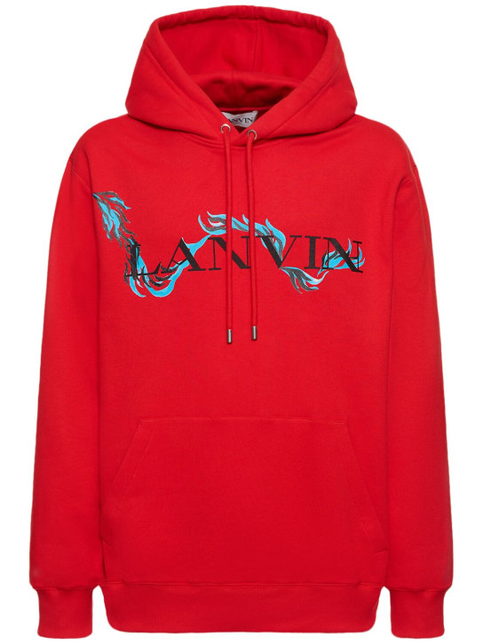 Lanvin: Chinese New Year oversized cotton hoodie - Red - men_0 | Luisa Via Roma