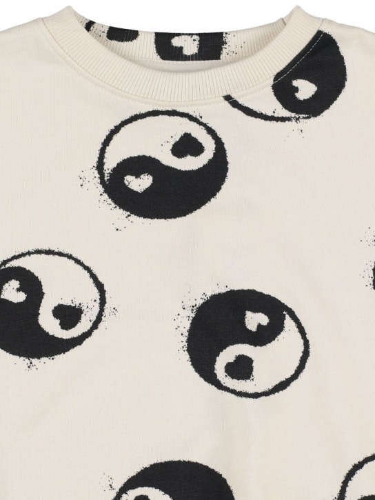 Molo: Yin Yang print organic cotton sweatshirt - White/Black - kids-girls_1 | Luisa Via Roma