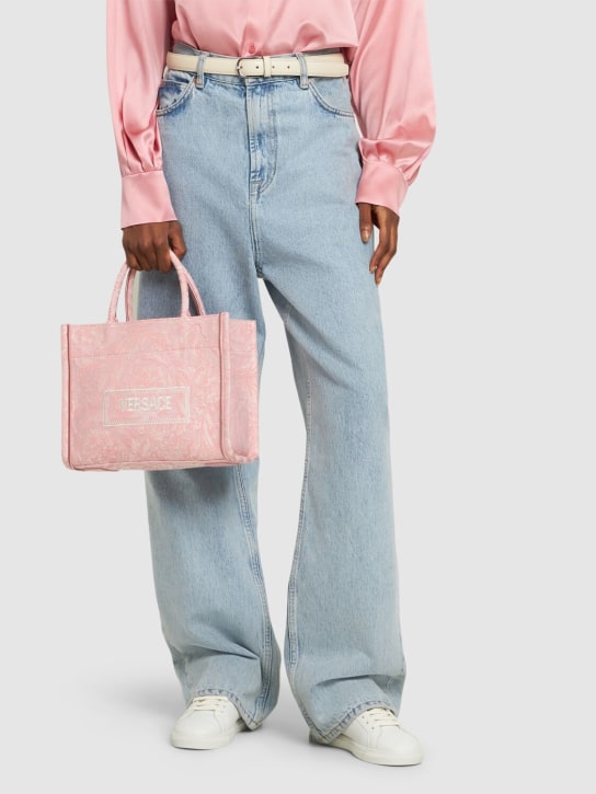 Versace: Small Barocco jacquard tote bag - Light Pink - women_1 | Luisa Via Roma