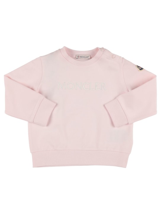 Moncler: Stretch cotton sweatshirt - Pink - kids-girls_0 | Luisa Via Roma
