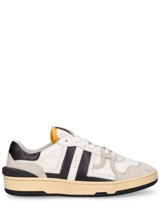 Lanvin: 10mm Clay poly & leather sneakers - White/Black - women_0 | Luisa Via Roma