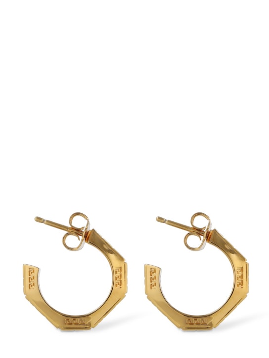 Versace: Boucles d'oreilles à logo Greca - Or - men_0 | Luisa Via Roma