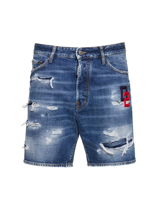 Dsquared2: Marine Fit cotton shorts - Blue - men_0 | Luisa Via Roma