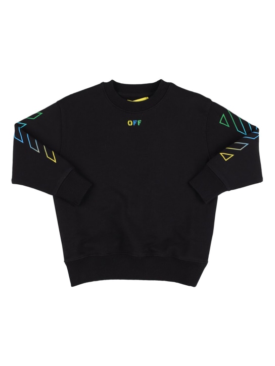 Off-White: Arrow rainbow cotton crewneck sweatshirt - Black/Multi - kids-boys_1 | Luisa Via Roma