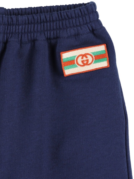 Gucci: Pantaloni jogging in jersey di cotone - Blu - kids-girls_1 | Luisa Via Roma