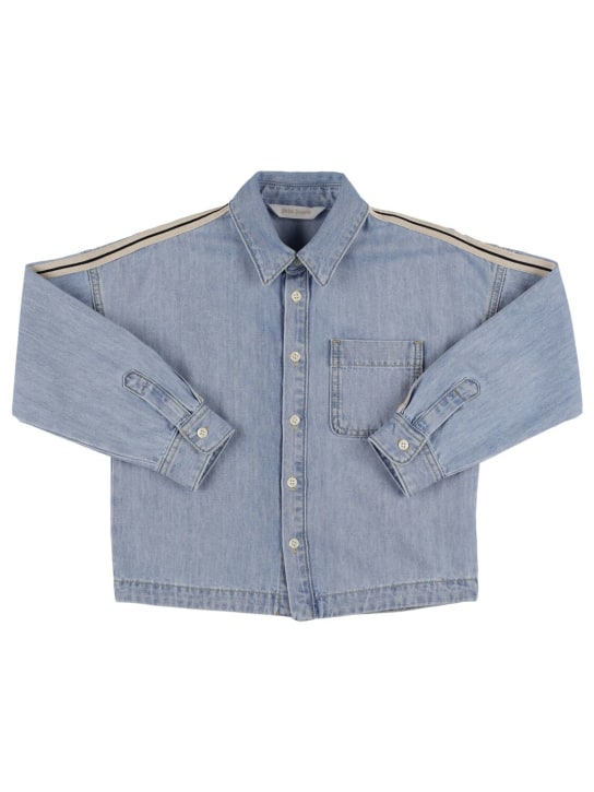 Palm Angels: Giacca PA Track in cotone chambray - Blu - kids-girls_1 | Luisa Via Roma