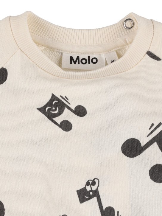 Molo: Printed organic cotton sweatshirt - Off White - kids-boys_1 | Luisa Via Roma