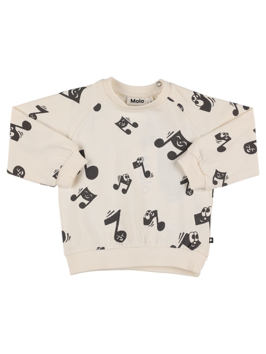 Molo: Printed organic cotton sweatshirt - Off White - kids-boys_0 | Luisa Via Roma