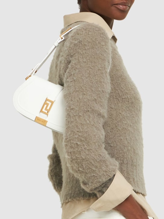 Versace: Mini Greca Goddess leather shoulder bag - White - women_1 | Luisa Via Roma