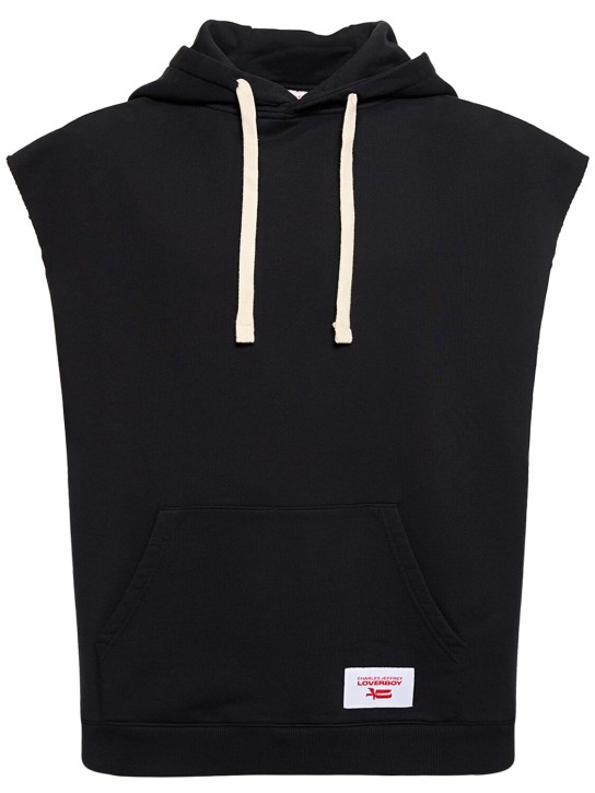 Charles Jeffrey LOVERBOY: Label ears sleeveless hoodie - Black - men_0 | Luisa Via Roma