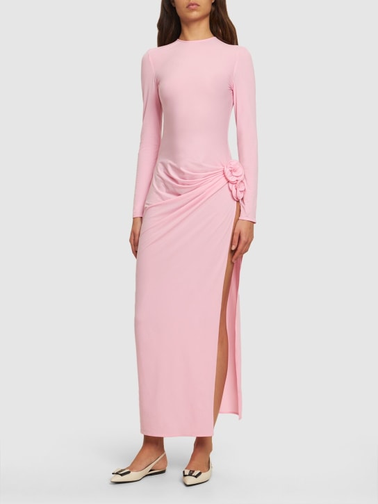 Magda Butrym: Draped jersey long dress - Pink - women_1 | Luisa Via Roma