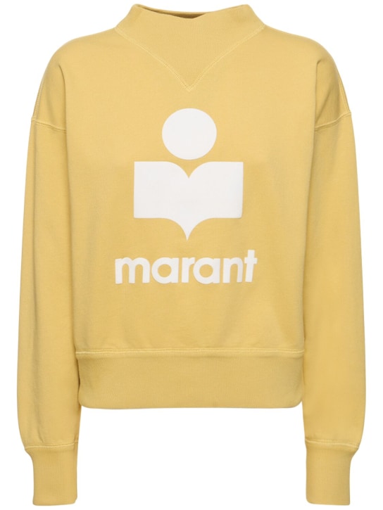 Marant Etoile: Moby logo cotton blend sweatshirt - Yellow/Ecru - women_0 | Luisa Via Roma