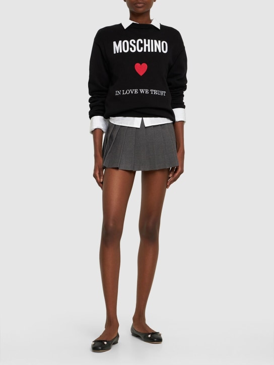 Moschino: Sudadera de jersey de algodón con logo - Negro - women_1 | Luisa Via Roma