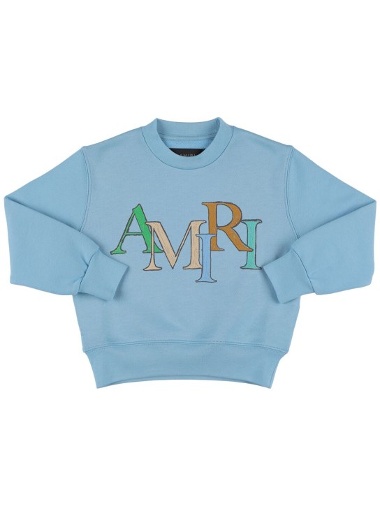 Amiri: Logo print cotton sweatshirt - Light Blue - kids-girls_0 | Luisa Via Roma
