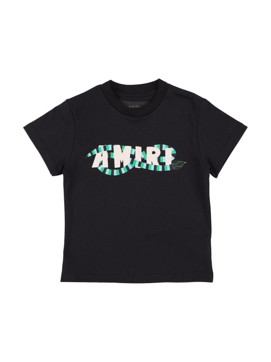 Amiri: T-shirt in jersey di cotone stampato - Nero - kids-boys_0 | Luisa Via Roma