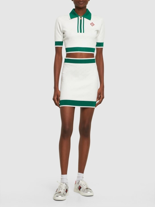 Casablanca: Knit mini skirt - White/Green - women_1 | Luisa Via Roma