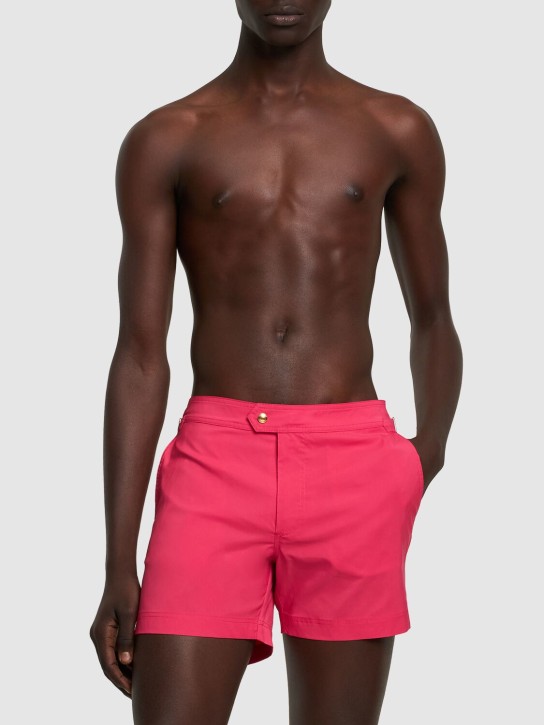 Tom Ford: Compact poplin swim shorts - Bright Pink - men_1 | Luisa Via Roma