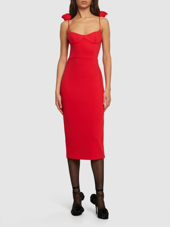 Magda Butrym: Jersey midi dress w/roses - Red - women_1 | Luisa Via Roma