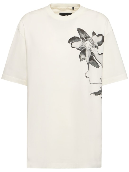 Y-3: T-Shirt „GFX“ - Beige/Weiß - women_0 | Luisa Via Roma