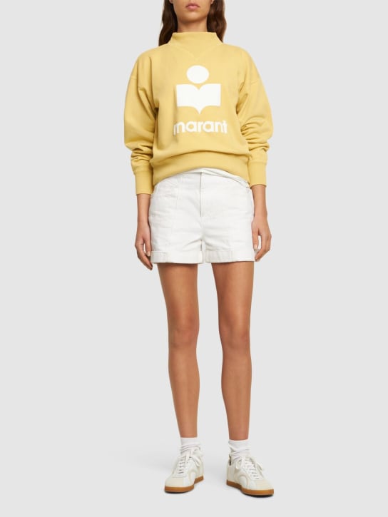 Marant Etoile: Moby logo cotton blend sweatshirt - Yellow/Ecru - women_1 | Luisa Via Roma