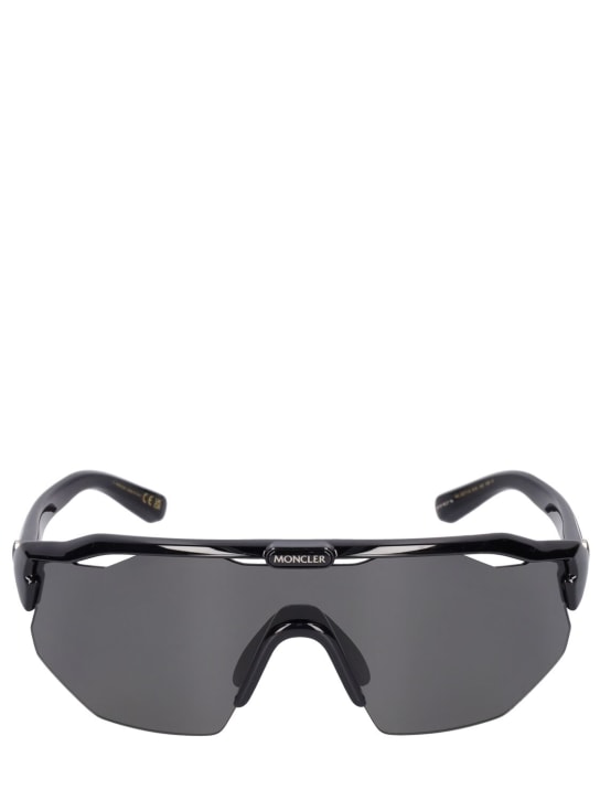 Moncler: Shield acetate mask sunglasses - Shiny Black - men_0 | Luisa Via Roma