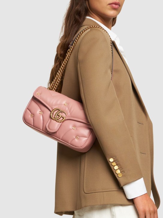Gucci: Sac porté épaule petit format en cuir GG Marmont - Rose - women_1 | Luisa Via Roma