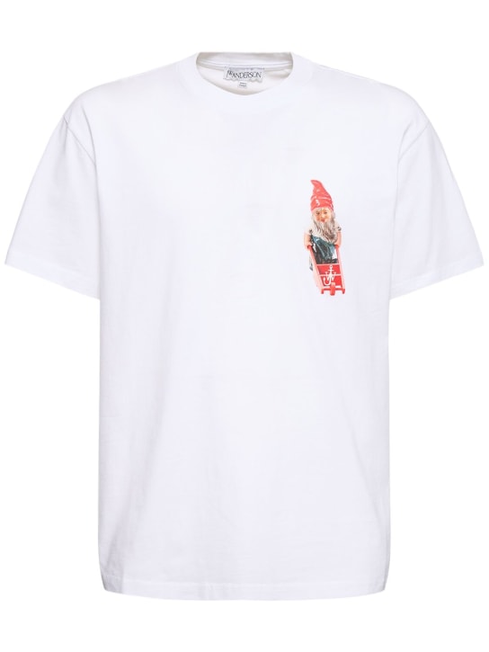 JW Anderson: Gnome print cotton jersey t-shirt - White - men_0 | Luisa Via Roma