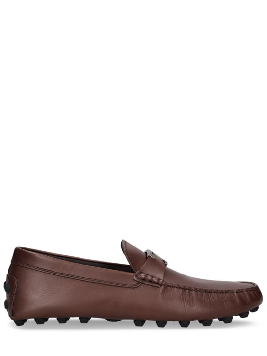 Tod's: T Gommino leather loafers - Brown - men_0 | Luisa Via Roma