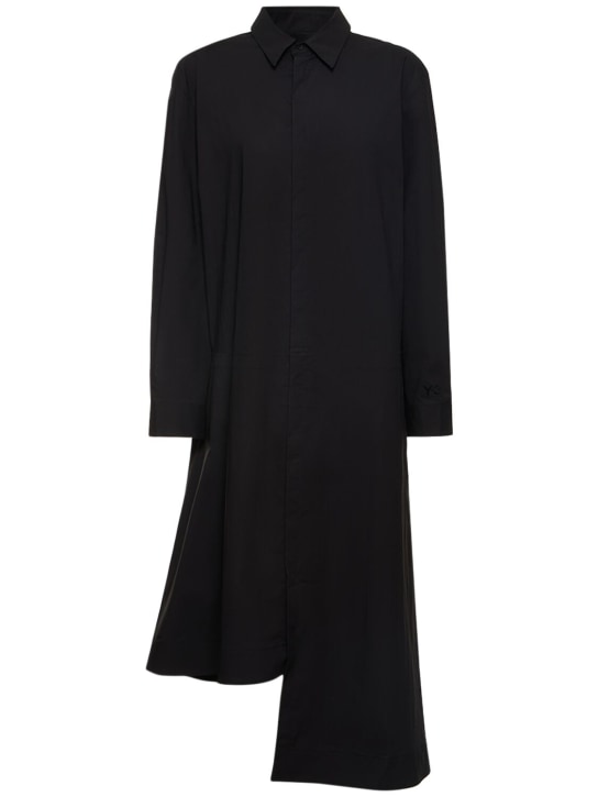 Y-3: Robe chemise - Noir - women_0 | Luisa Via Roma