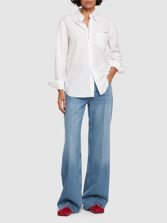 Marni: Cotton poplin regular shirt w/ stitching - White - women_1 | Luisa Via Roma