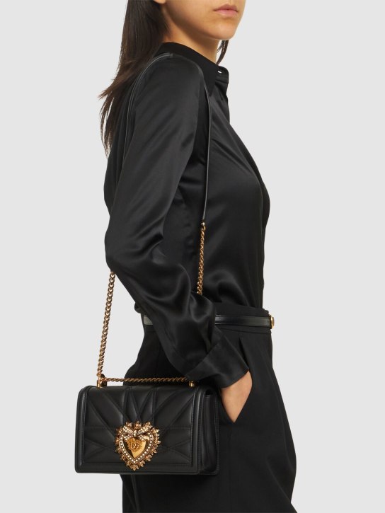 Dolce&Gabbana: Sac porté épaule en cuir Devotion - Noir - women_1 | Luisa Via Roma