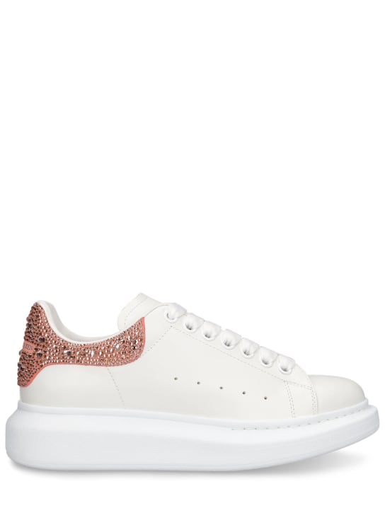 Alexander McQueen: 45mm Oversized leather sneakers - White/Clay - women_0 | Luisa Via Roma