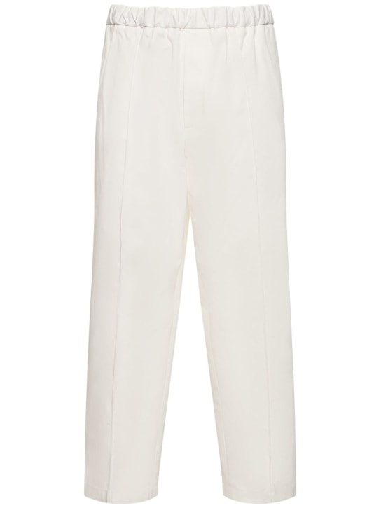 Jil Sander: Cotton gabardine cropped pants - Optic White - men_0 | Luisa Via Roma