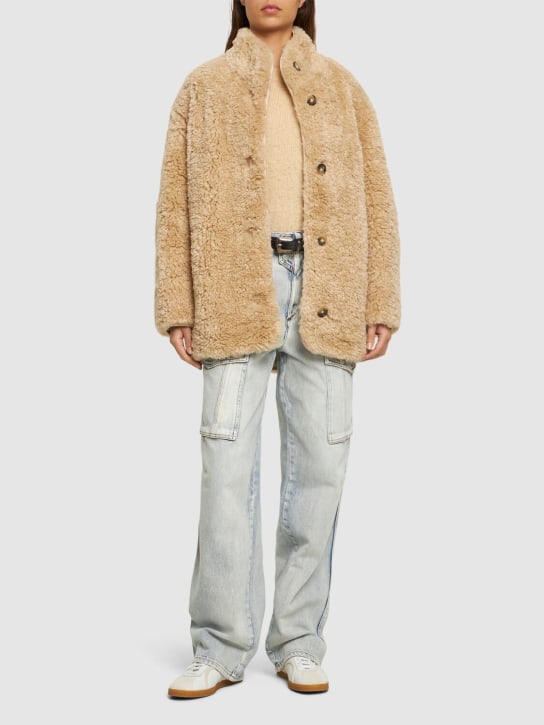 Marant Etoile: Carolina furry coat - Ecru - women_1 | Luisa Via Roma