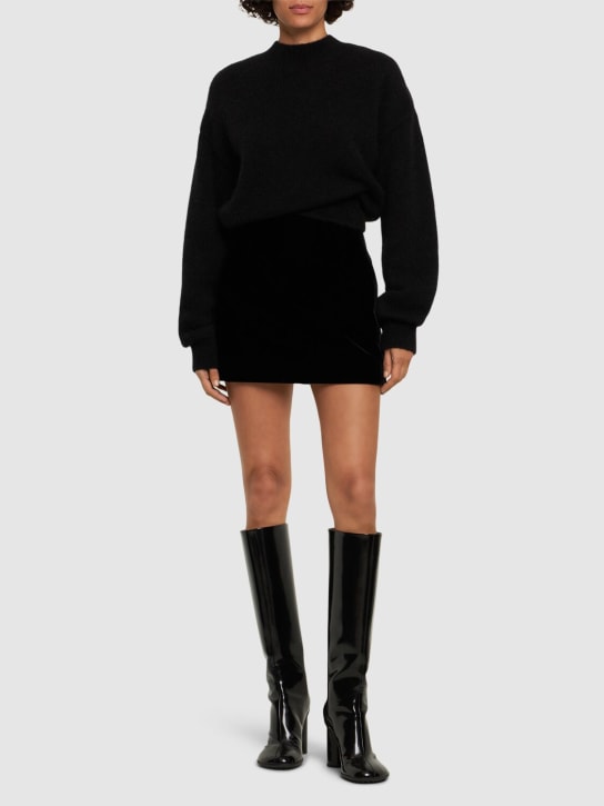 Wardrobe.nyc: Viscose blend velvet mini skirt - Black - women_1 | Luisa Via Roma