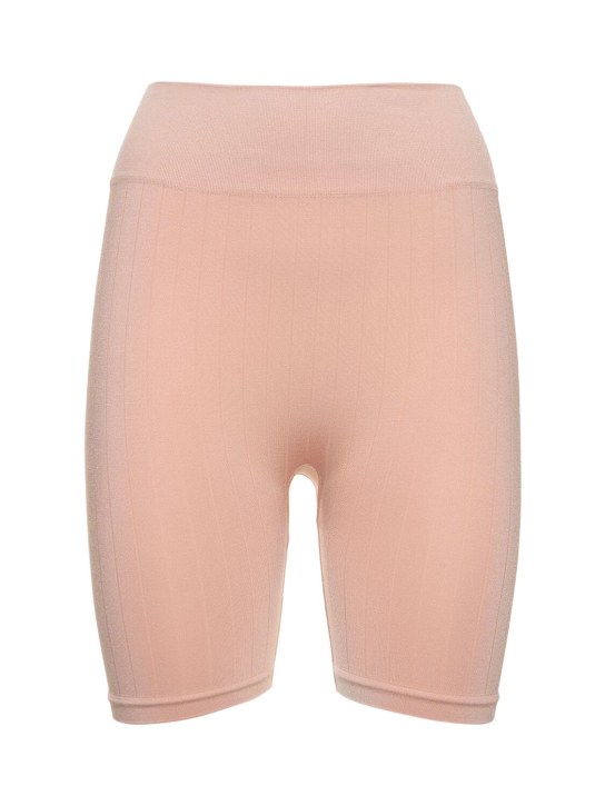 Prism Squared: Fluid flat rib high waist shorts - Pink - women_0 | Luisa Via Roma