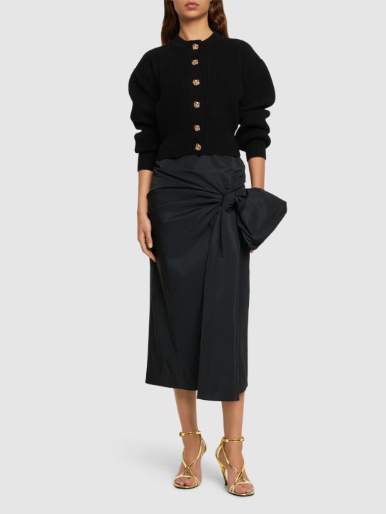 Alexander McQueen: Bow tech slim long skirt - Black - women_1 | Luisa Via Roma